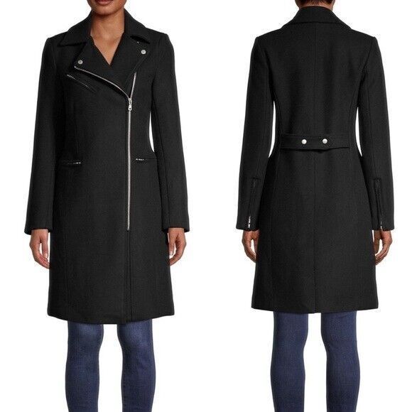 BELLE AND BLOOM  Last Chance Wool Blend Moto Coat - Black - NWT Size L & M - Picture 1 of 5